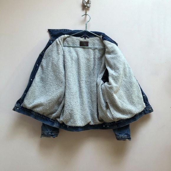 VINTAGE LEE RIDER SHERPA DENIM JACKET - Picture 4 of 8